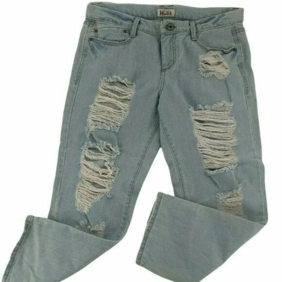 Mudd Junior Girls Blue Cotton 5 Pockets Light Wash Denim Straight Leg Jean Sz 11 - Picture 3 of 7